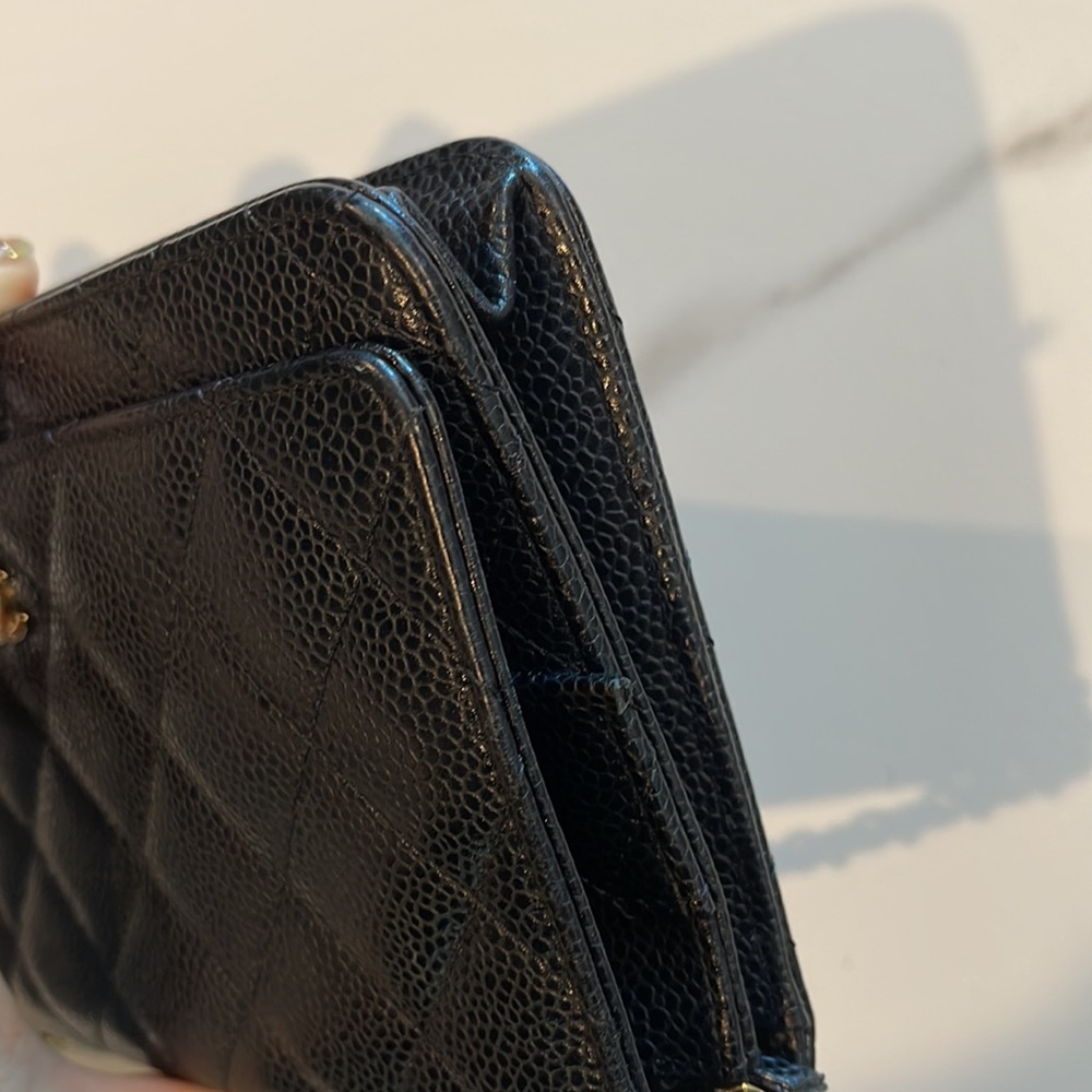 Chanel Wallet on Chain Gold Hardware Black Caviar Leather Cross Body Bag - Picture 11 of 17